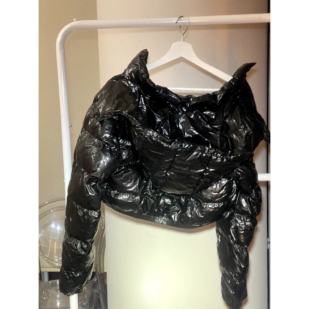 Current Mood Cropped Black Puffer Jacket